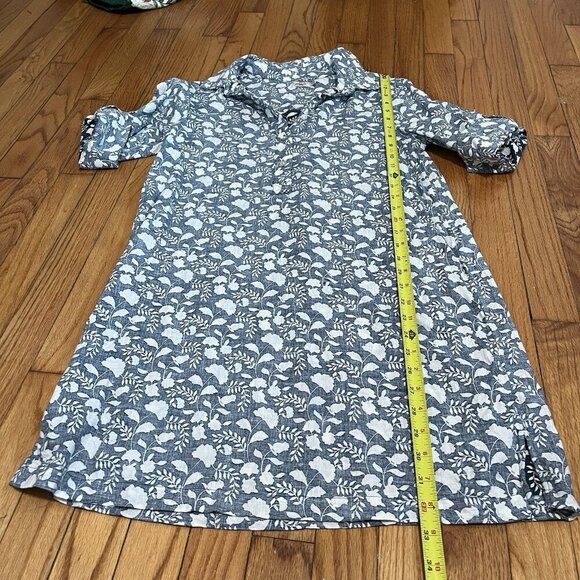 FAHERTY Penny Linen Dress In Blue Indigo Echo Floral Size XS - Picture 7 of 8